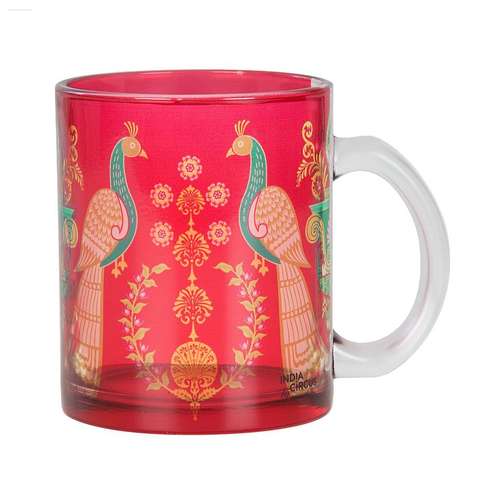 Twin Indian Peafowl Glass Mug