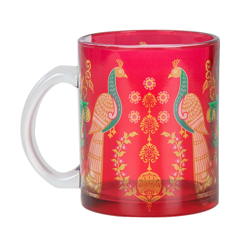 Twin Indian Peafowl Glass Mug
