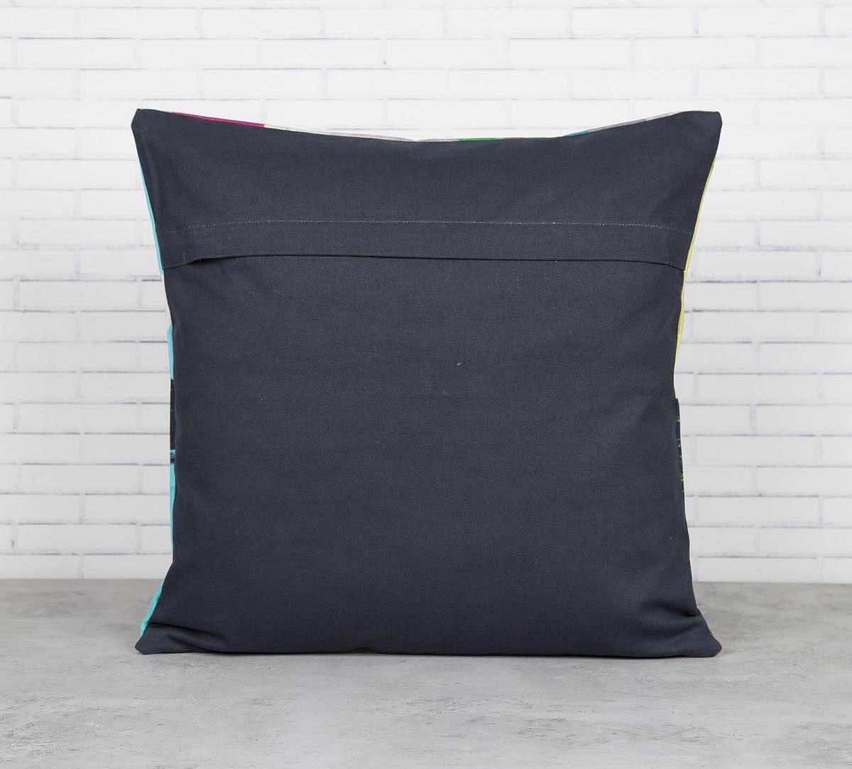Strokes of India Canvas Blend Cushion Cover