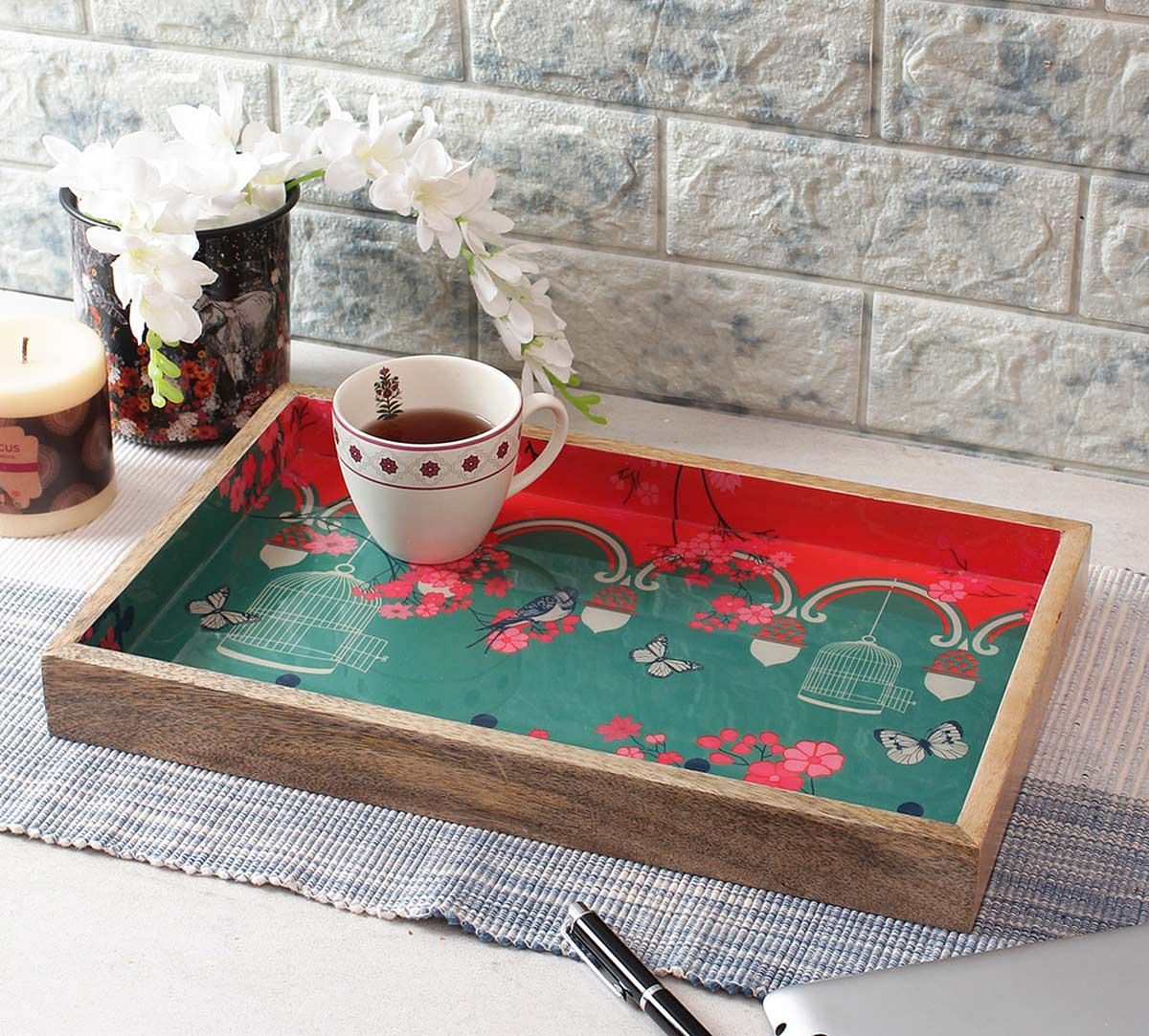 India Circus Chirping Birds Realm Serving Tray