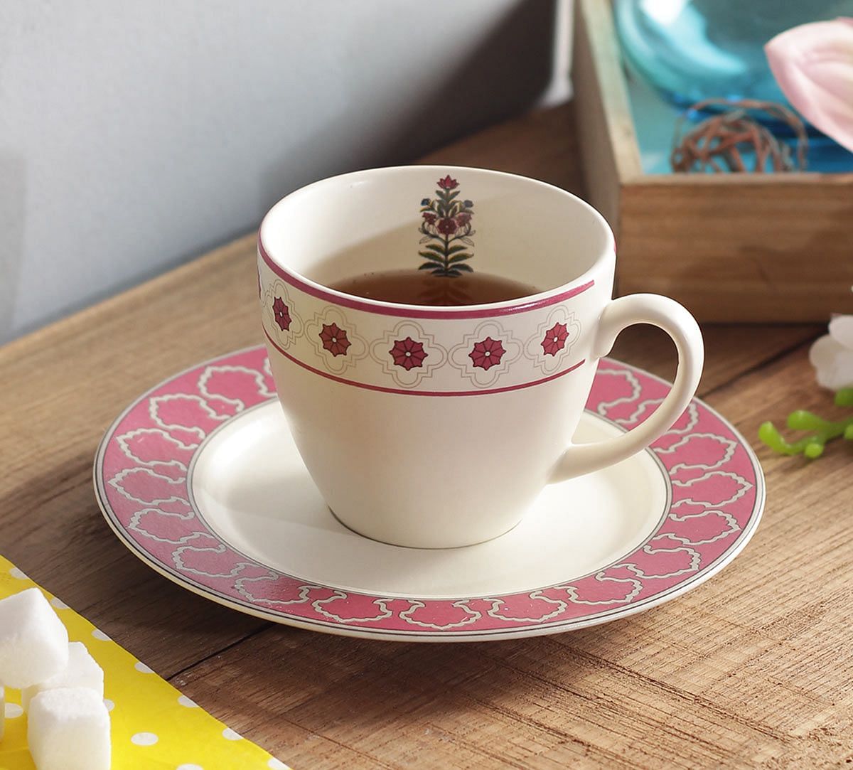 India Circus Floral Lattice Cup and Saucer