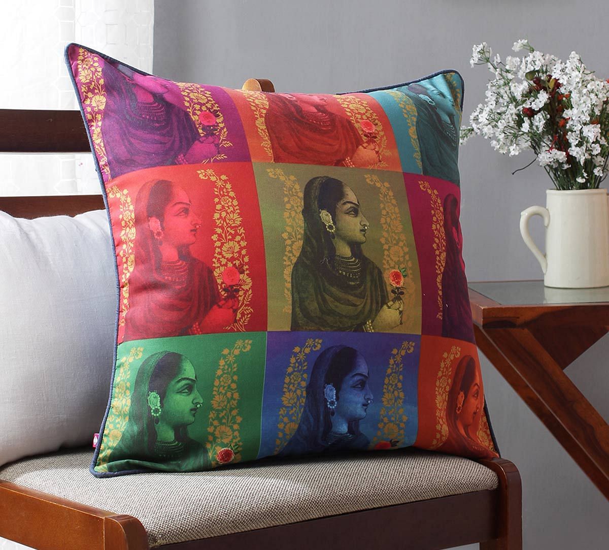 India Circus Tinted Queen Blended Taf Silk Cushion Cover
