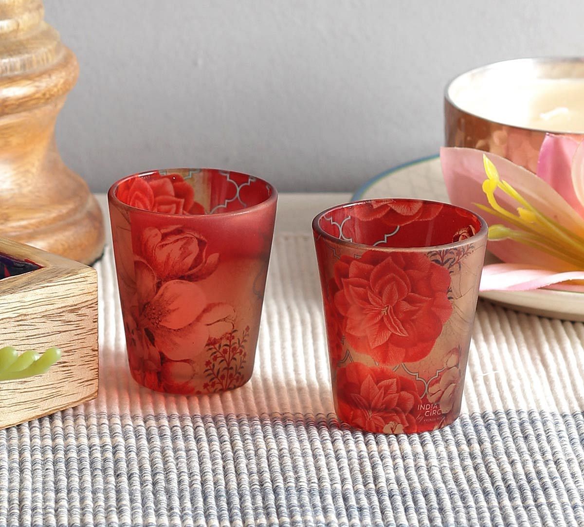 India Circus Trapped Dahlia Shot Glasses Set of 2