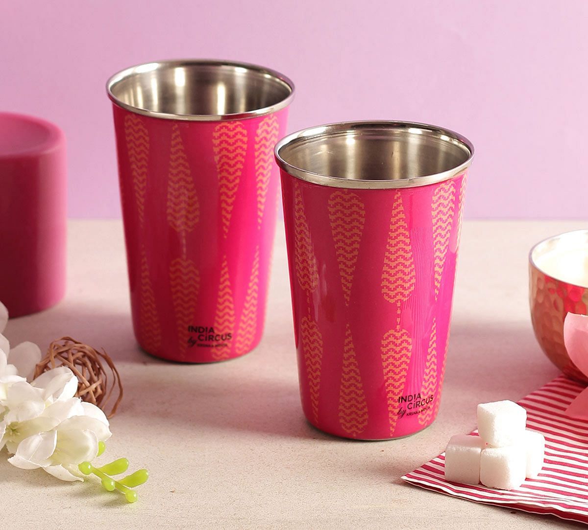 India Circus Conifer Spades Steel Tumbler Set of 2