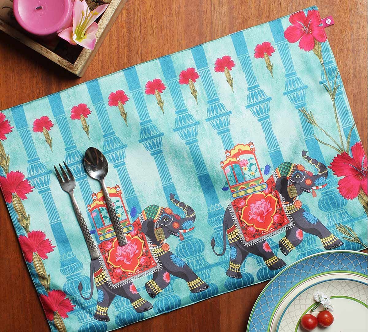 India Circus Tusker Chariot Table Mats Set of 6