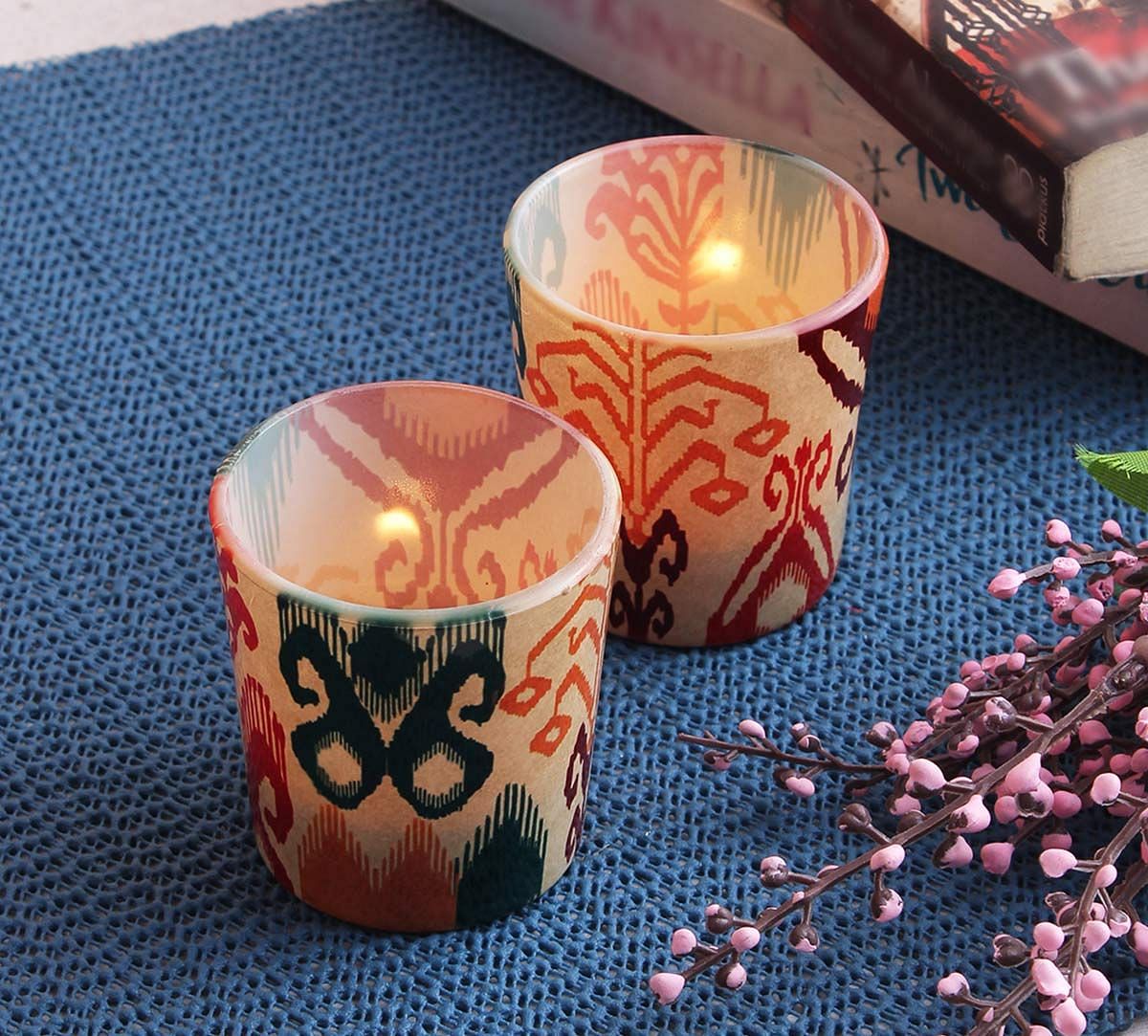 India Circus Flirtatious Flowers Tea Light Holder Set of 2