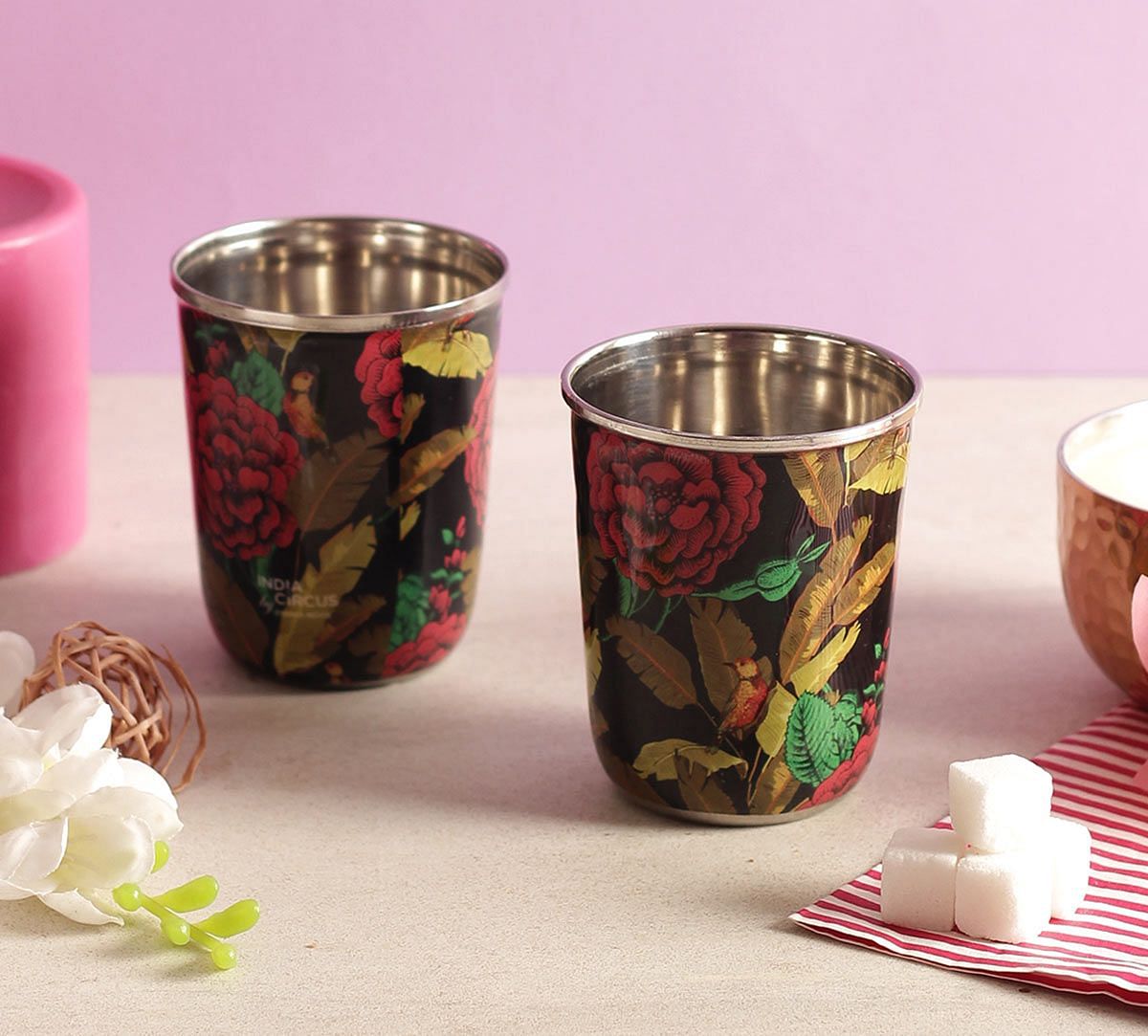 India Circus Bayrose Romance Small Steel Tumbler Set of 2