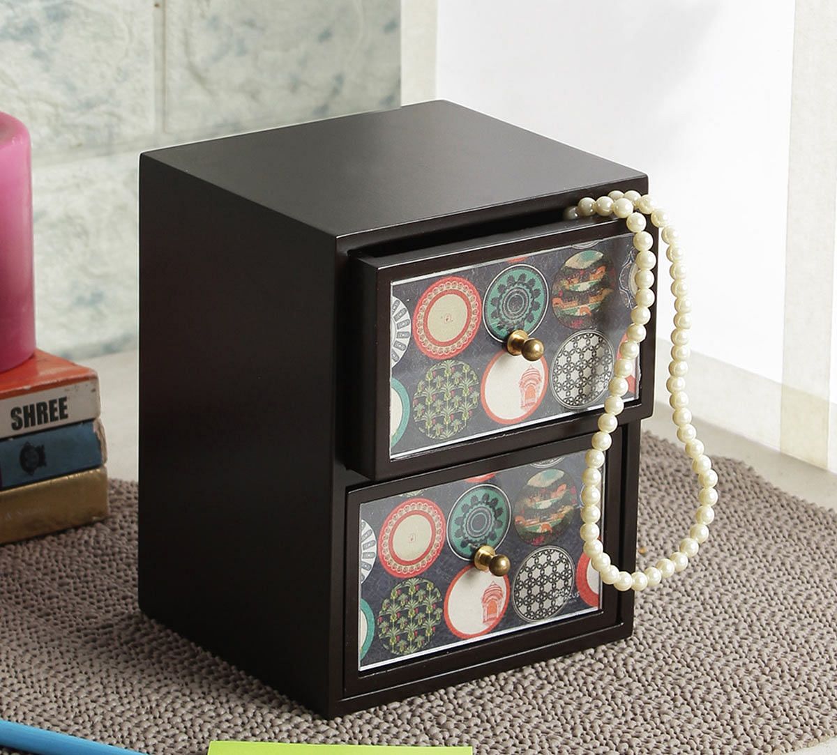 India Circus Platter Portrayal Chest of Drawer