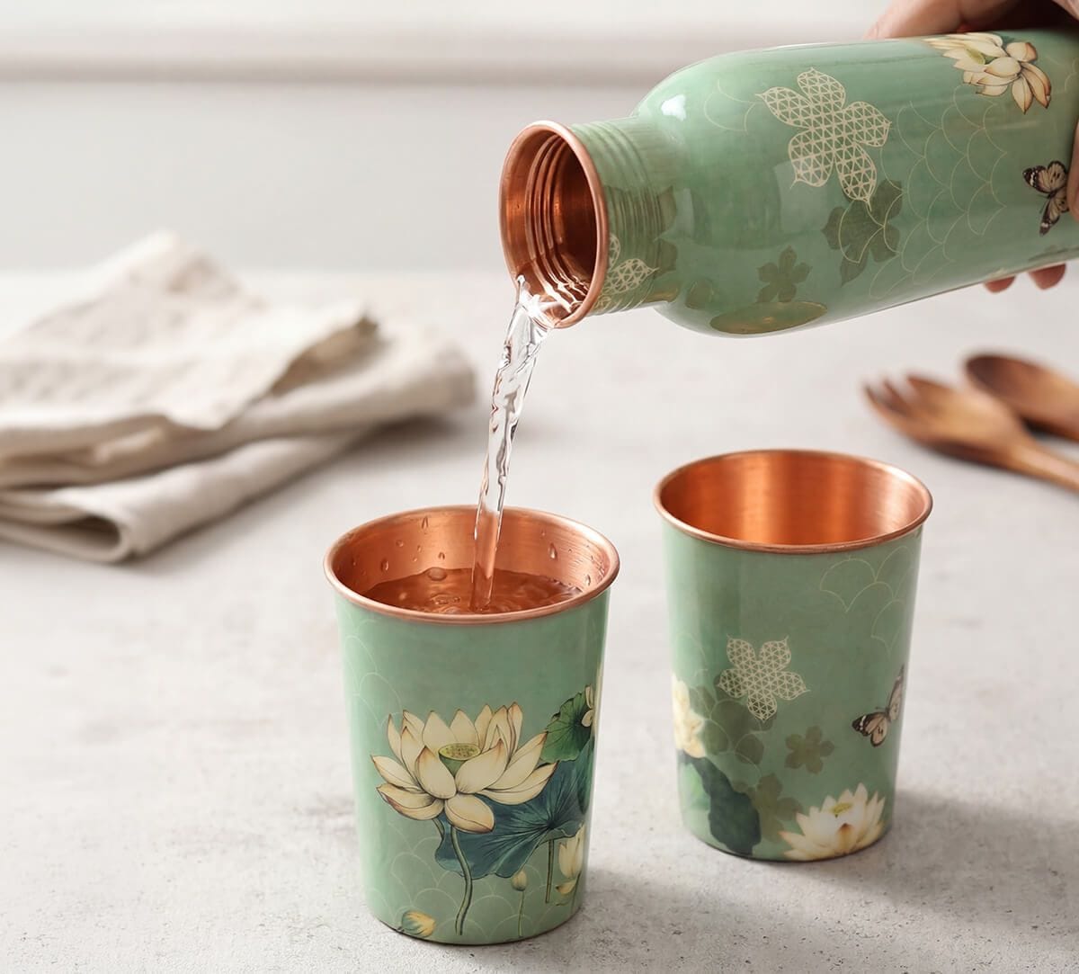 India Circus by Krsnaa Mehta Sage Serenity Copper Combo Set