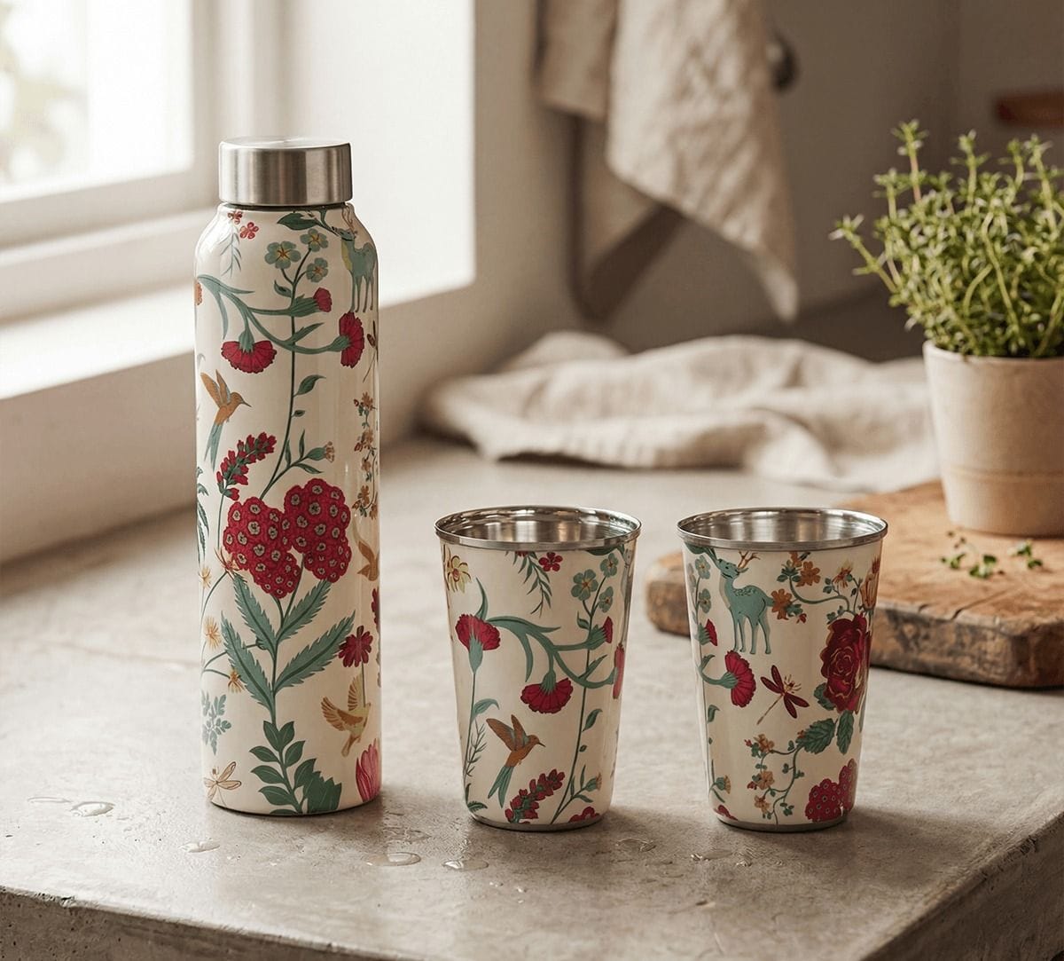 India Circus by Krsnaa Mehta Petal and Plume Steel Combo Set