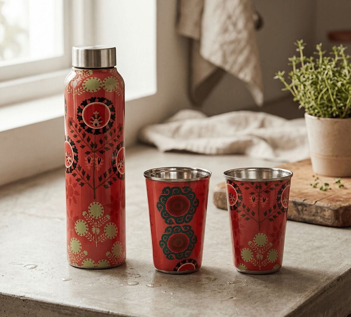 India Circus by Krsnaa Mehta Raceme Rosettes Steel Combo Set