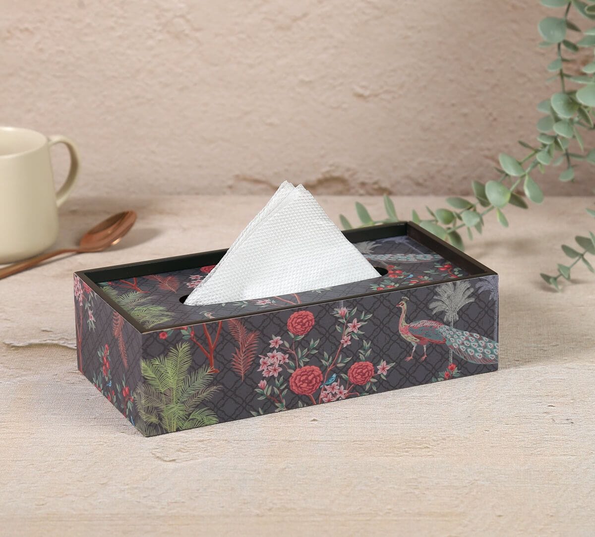 India Circus by Krsnaa Mehta Peacock Garden Tissue Box Holder