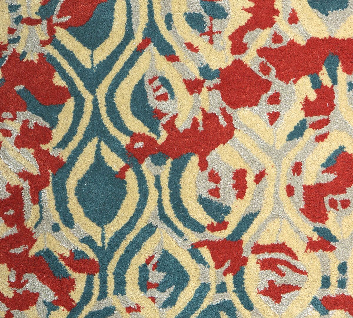 India Circus by Krsnaa Mehta Rust and Teal Romance 4ft x 6ft Rug