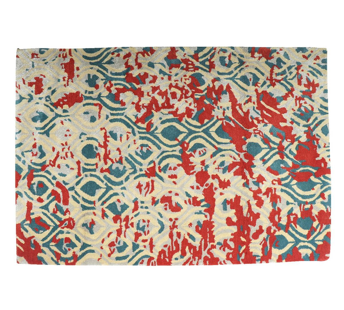 India Circus by Krsnaa Mehta Rust and Teal Romance 4ft x 6ft Rug