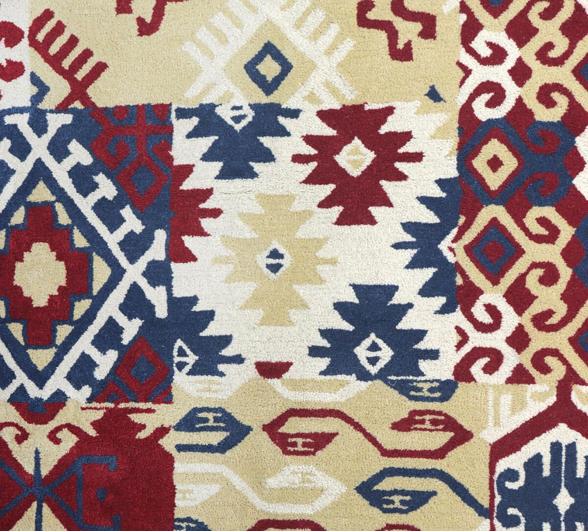 India Circus by Krsnaa Mehta Mosaic of Kilim 4ft x 6ft Rug