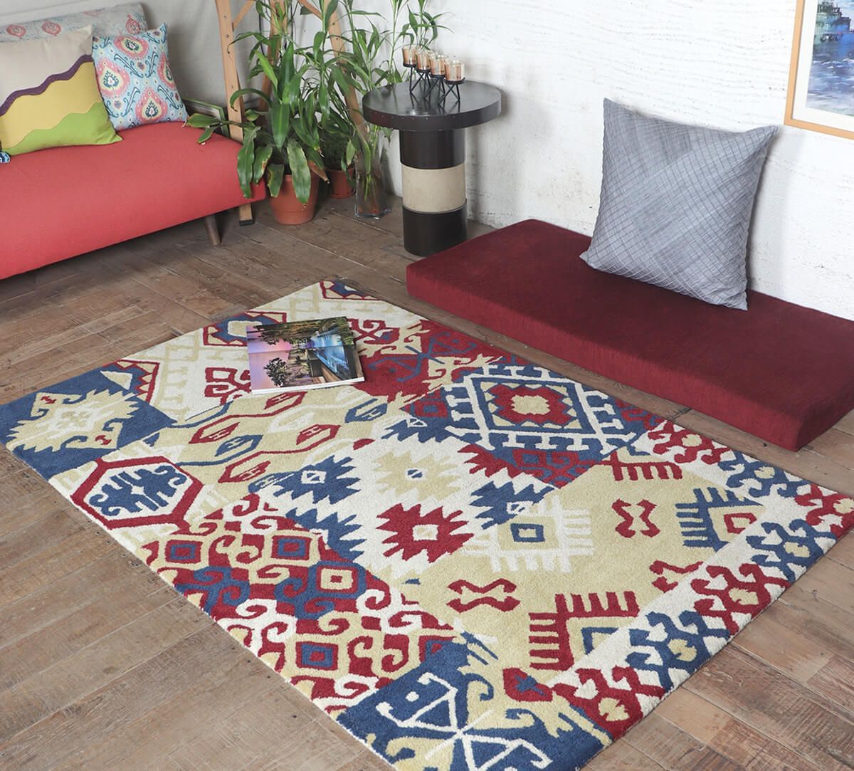 India Circus by Krsnaa Mehta Mosaic of Kilim 4ft x 6ft Rug