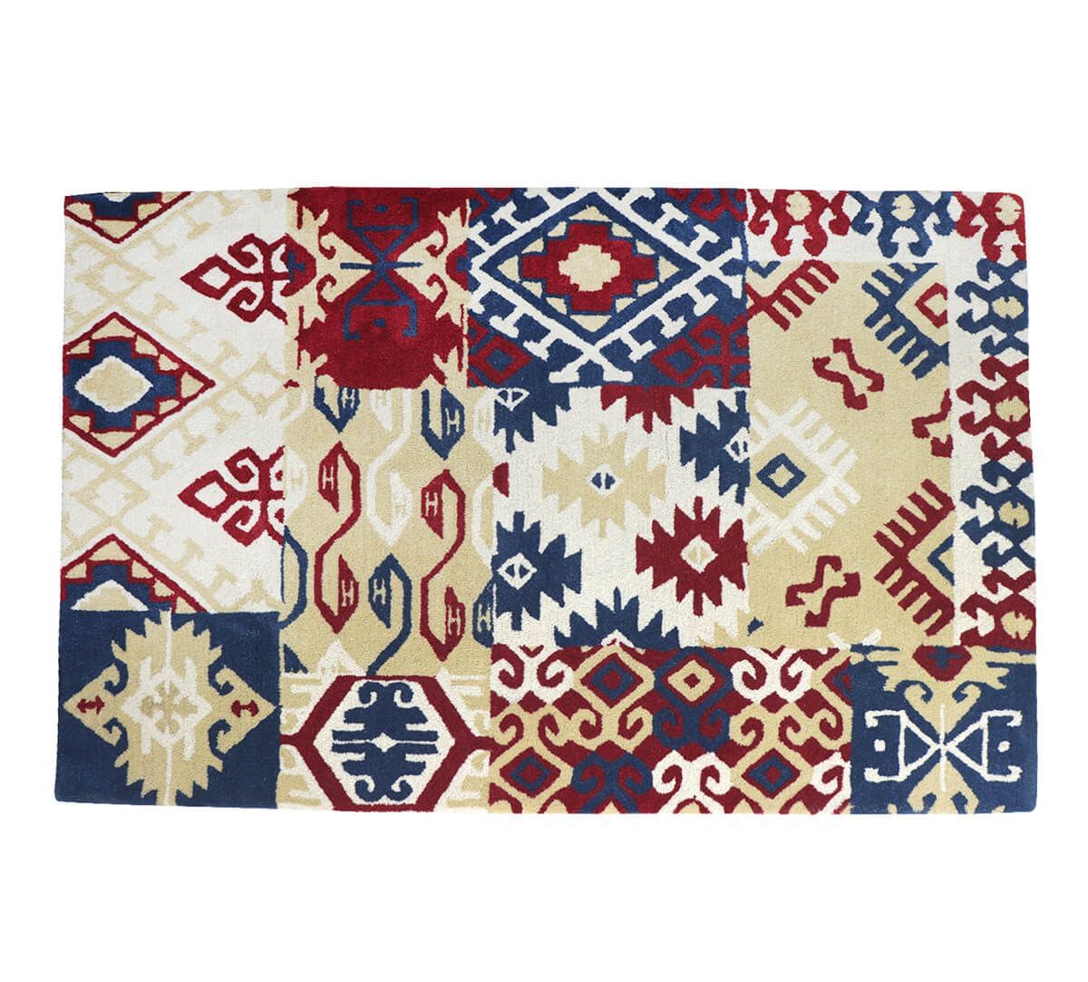 India Circus by Krsnaa Mehta Mosaic of Kilim 4ft x 6ft Rug