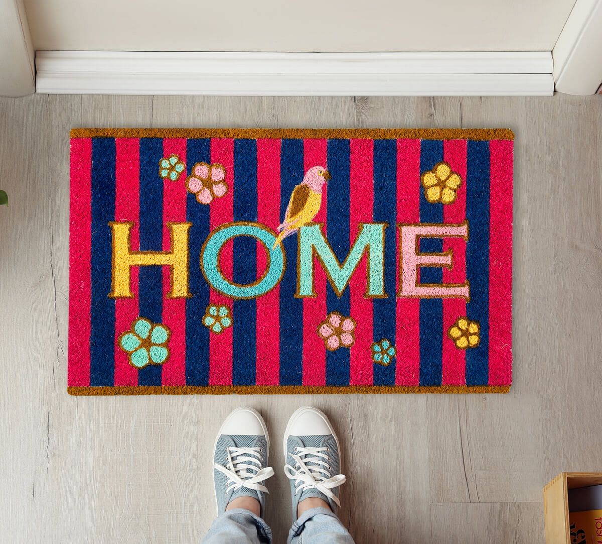 India Circus by Krsnaa Mehta Striped Florals Doormat