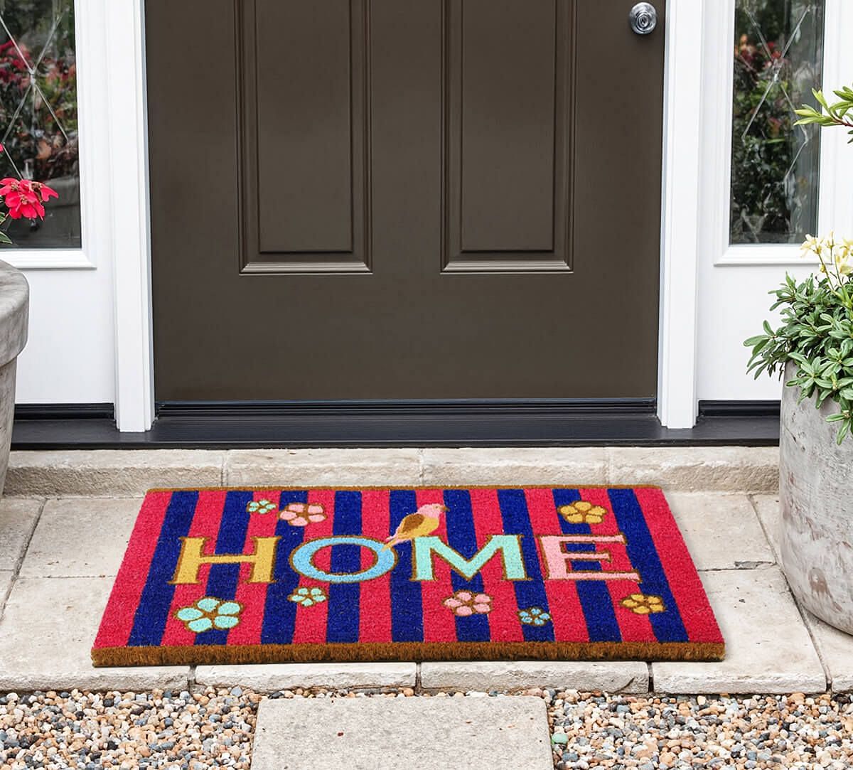 India Circus by Krsnaa Mehta Striped Florals Doormat