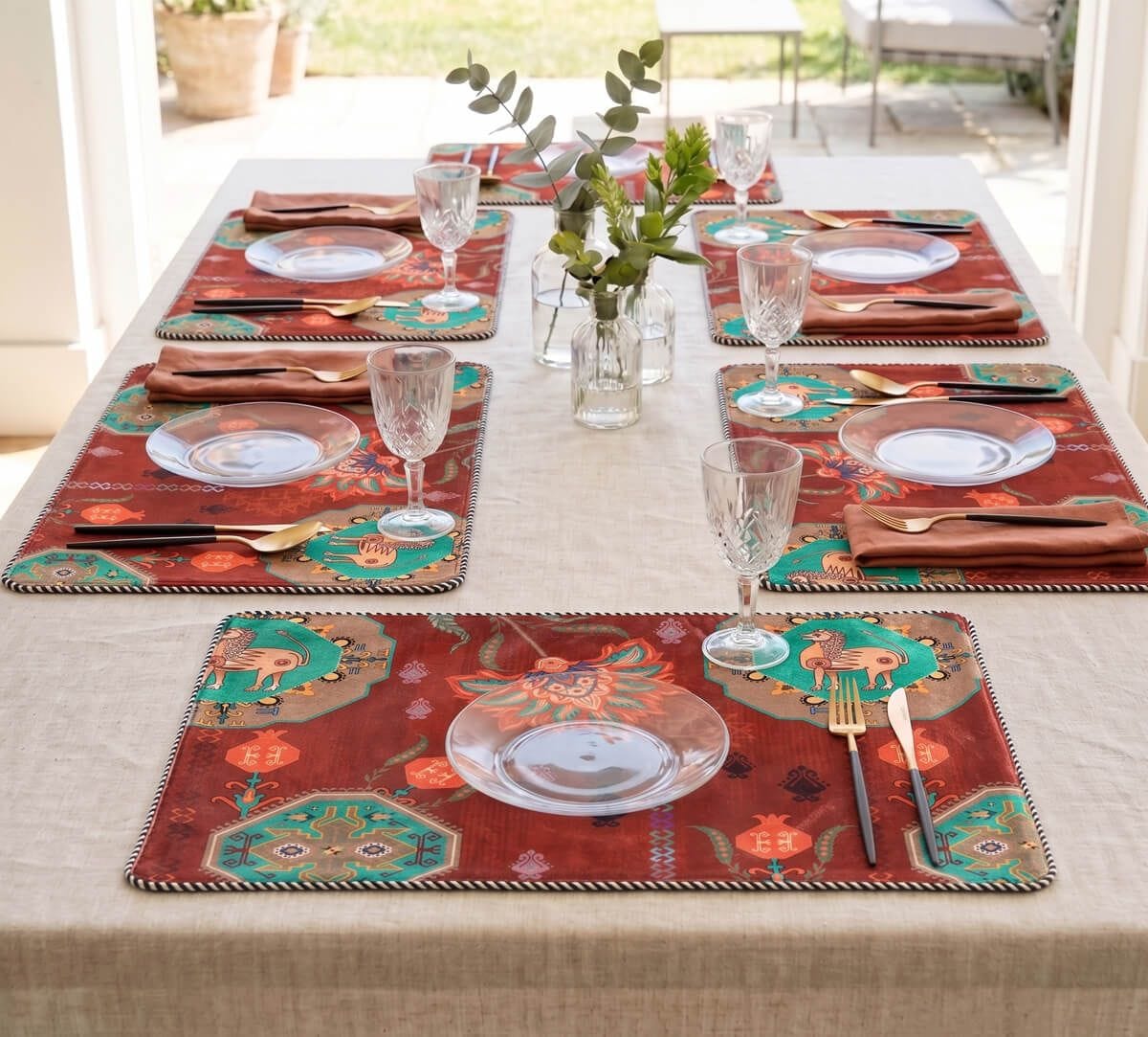 India Circus by Krsnaa Mehta Tangerine Tranquility Micro Velvet Table Mat