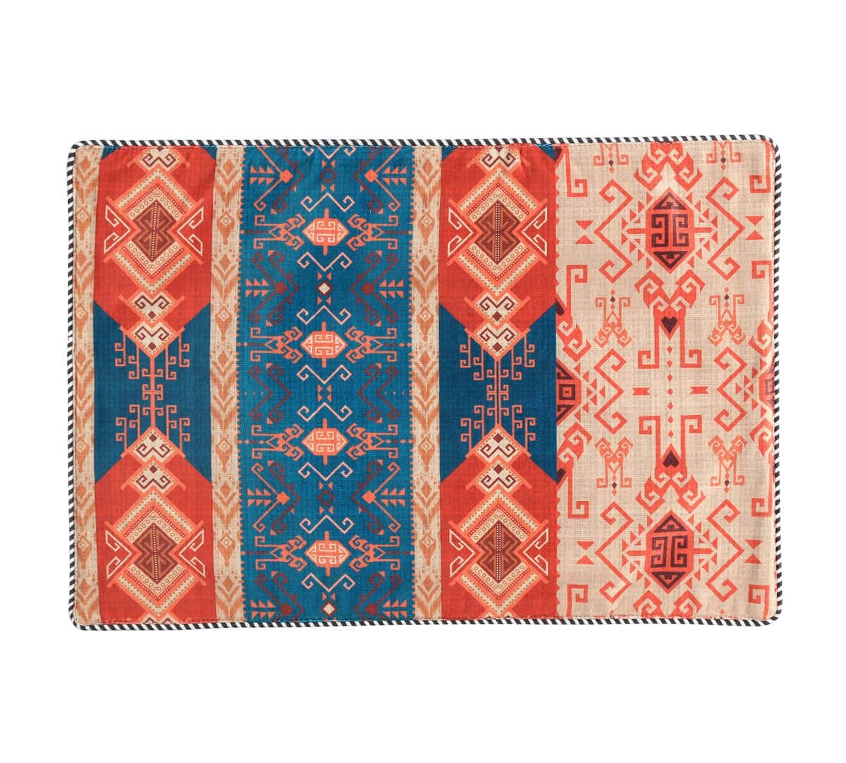 India Circus by Krsnaa Mehta Geometrical Blues Micro Velvet Table Mat