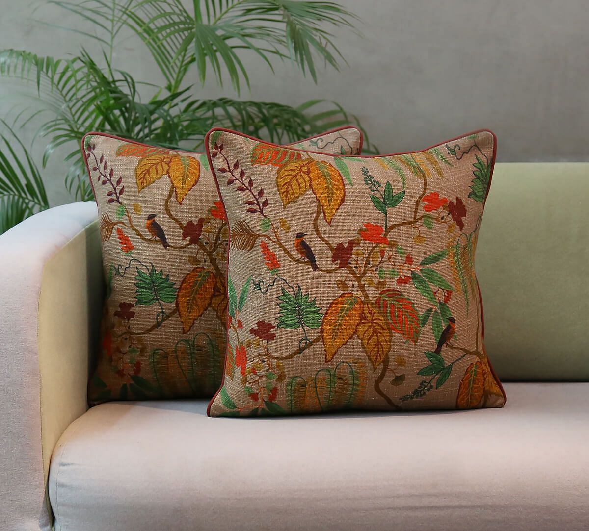 India Circus By Krsnaa Mehta Fronds and Florets Cushion Cover Set of 2