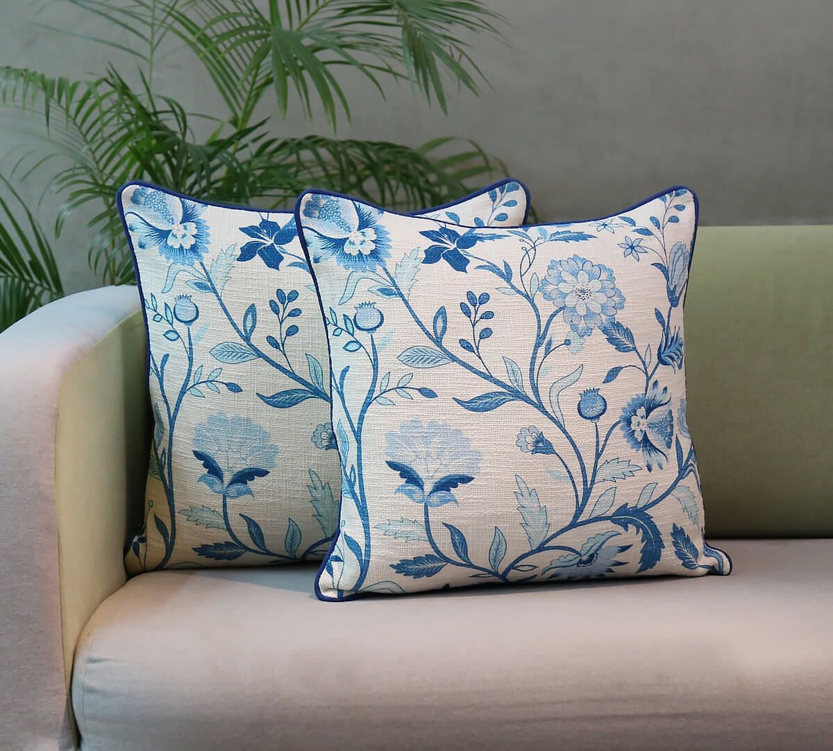India Circus By Krsnaa Mehta Blaue Blume Cushion Cover Set of 2