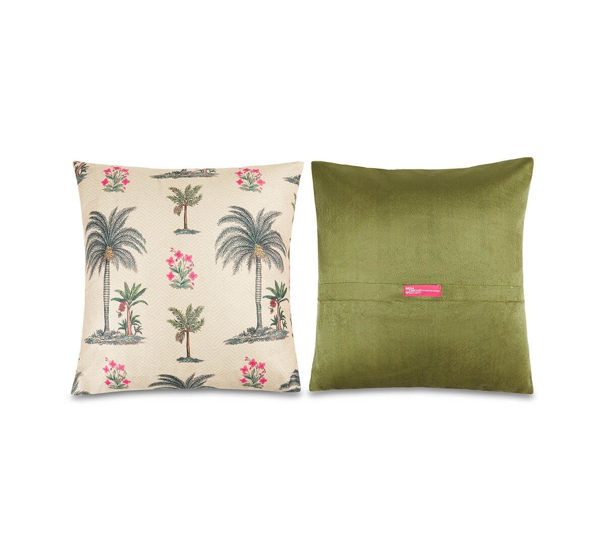 India Circus by Krsnaa Mehta Chevron Palms Blended Velvet Cushion Cover Set of 5