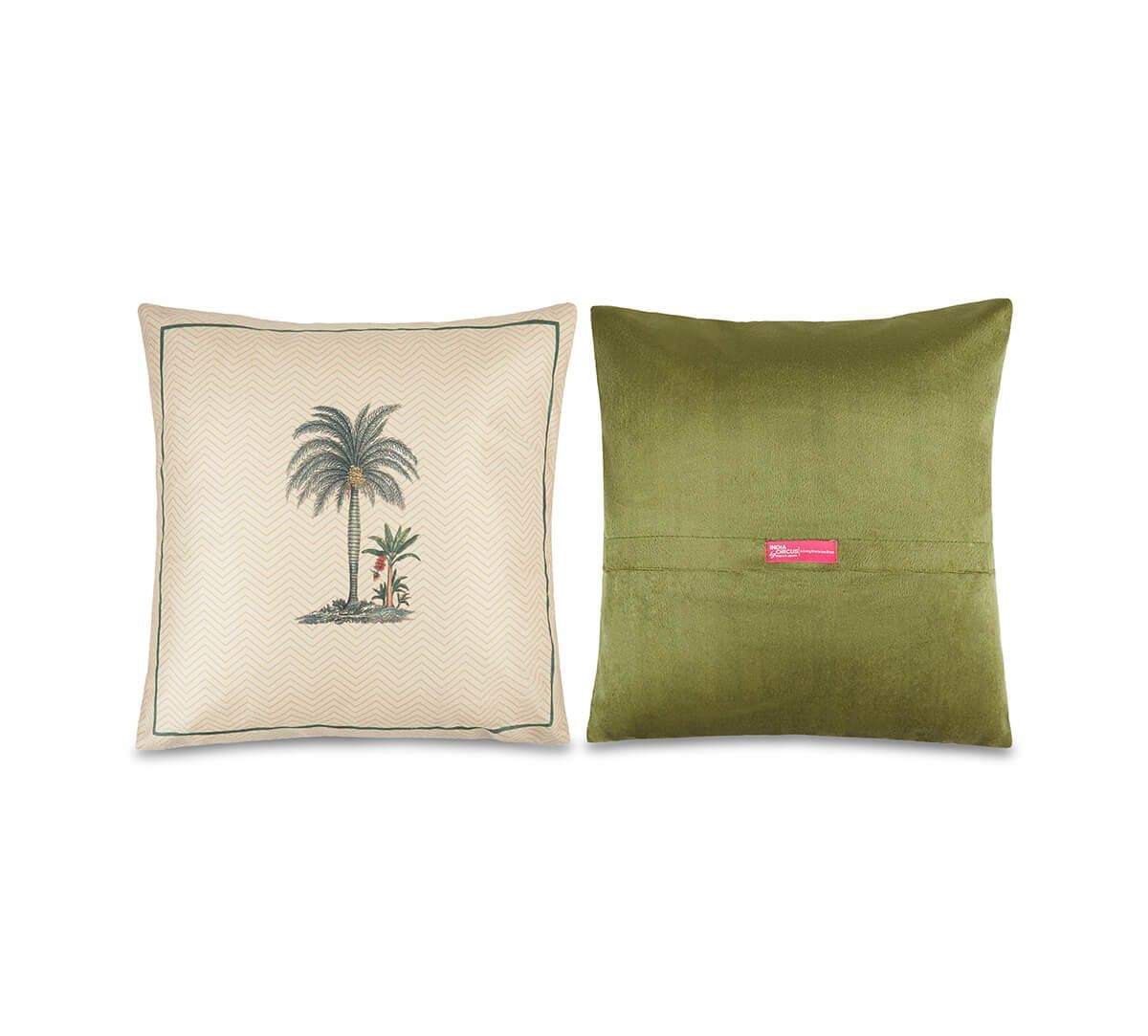 India Circus by Krsnaa Mehta Chevron Palms Blended Velvet Cushion Cover Set of 5