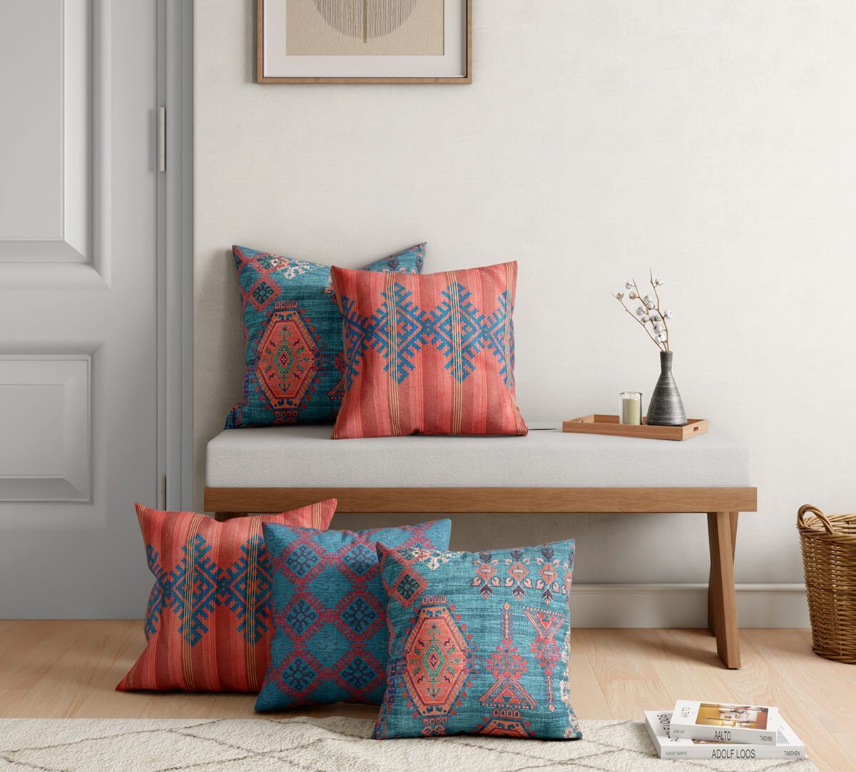 India Circus by Krsnaa Mehta Crossroads of Magic Blended Velvet Cushion Cover Set of 5