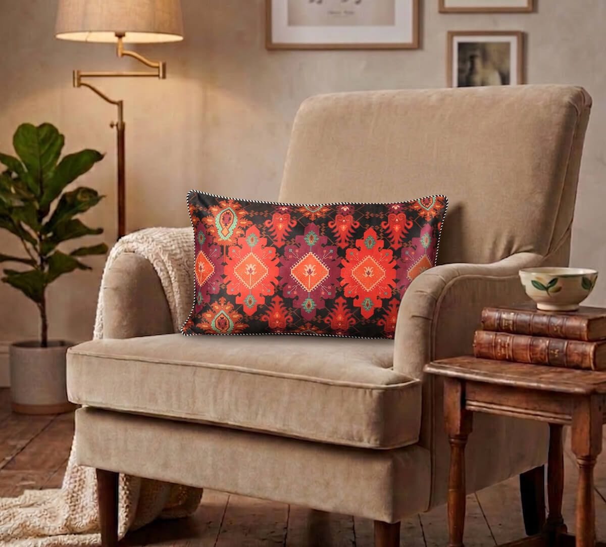 India Circus by Krsnaa Mehta Verdure Trails Micro Velvet Cushion Cover