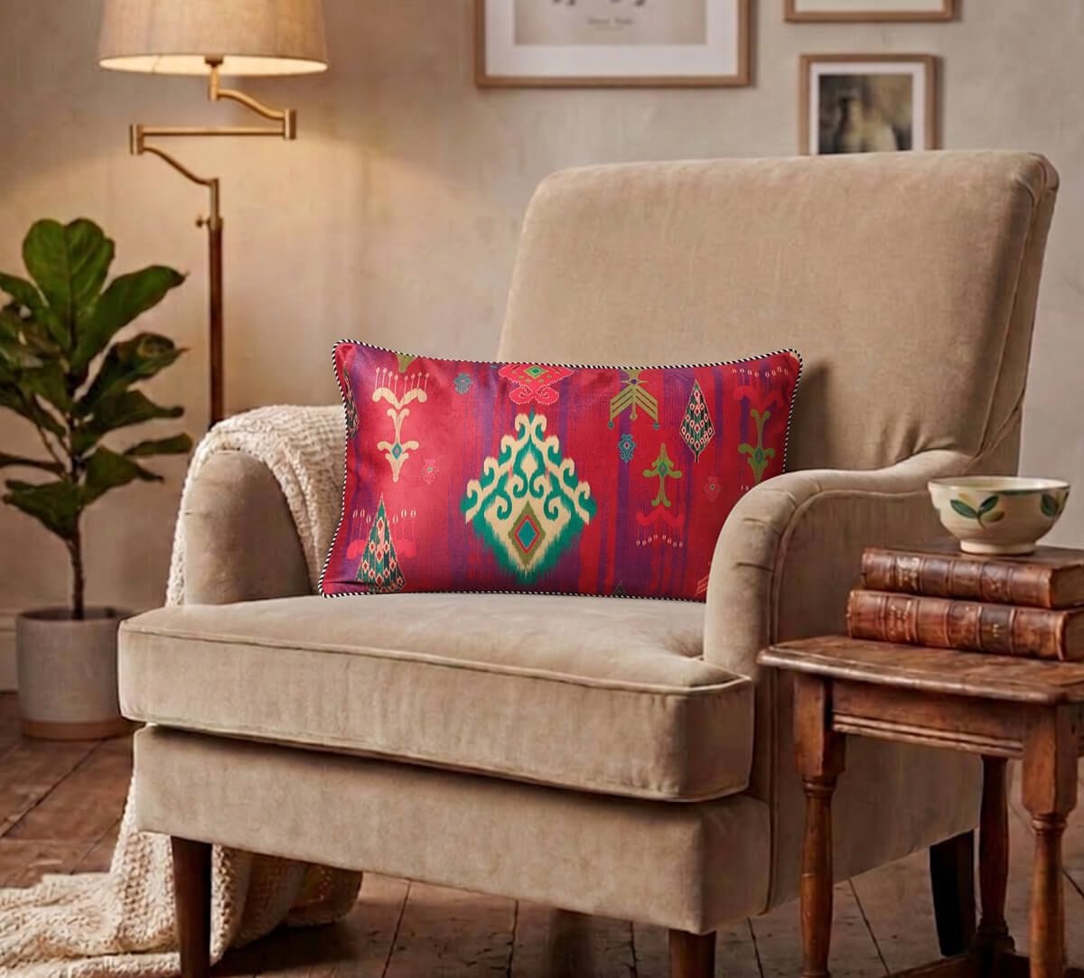 India Circus by Krsnaa Mehta Floral Falls Micro Velvet Cushion Cover