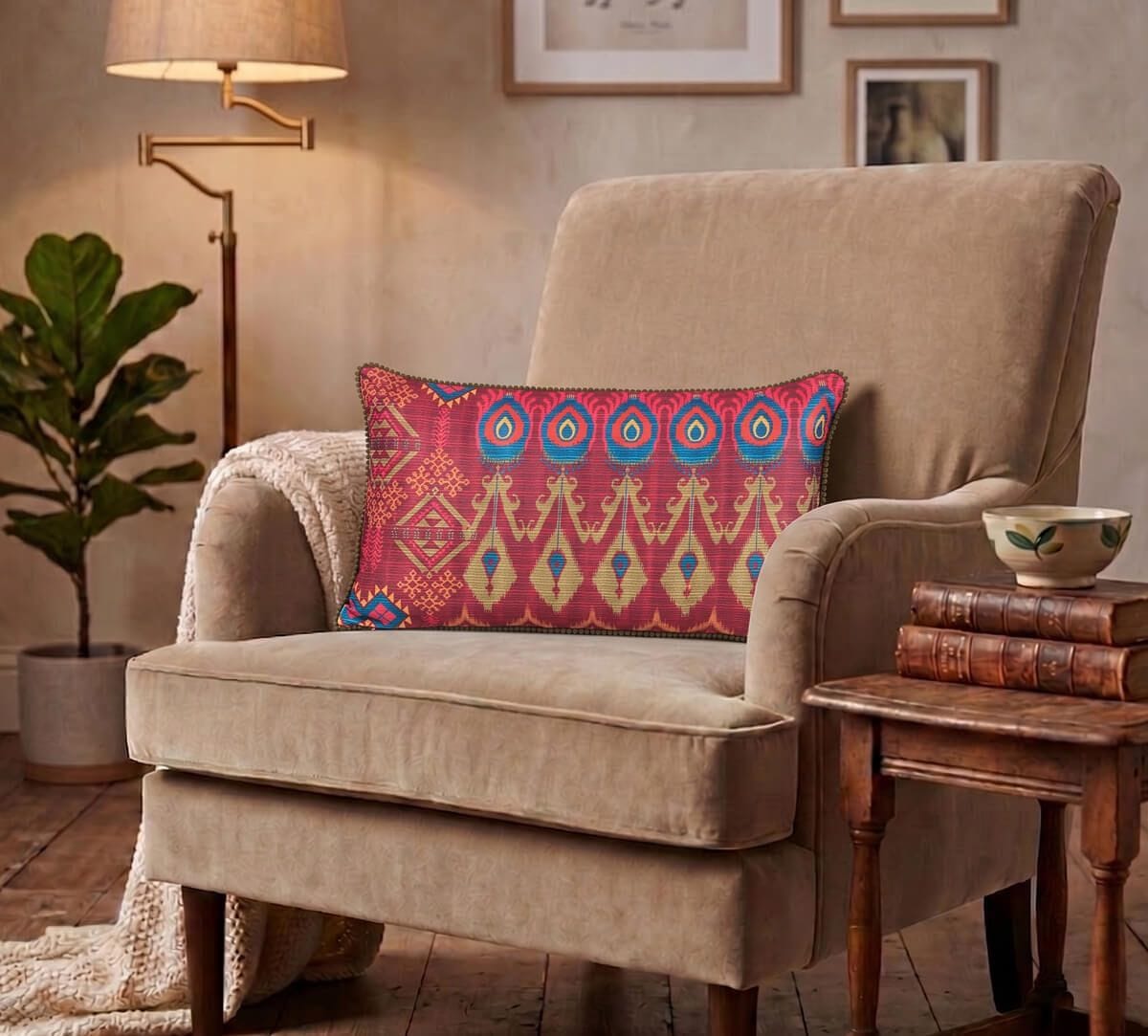 India Circus by Krsnaa Mehta Blooming Botanica Micro Velvet Cushion Cover