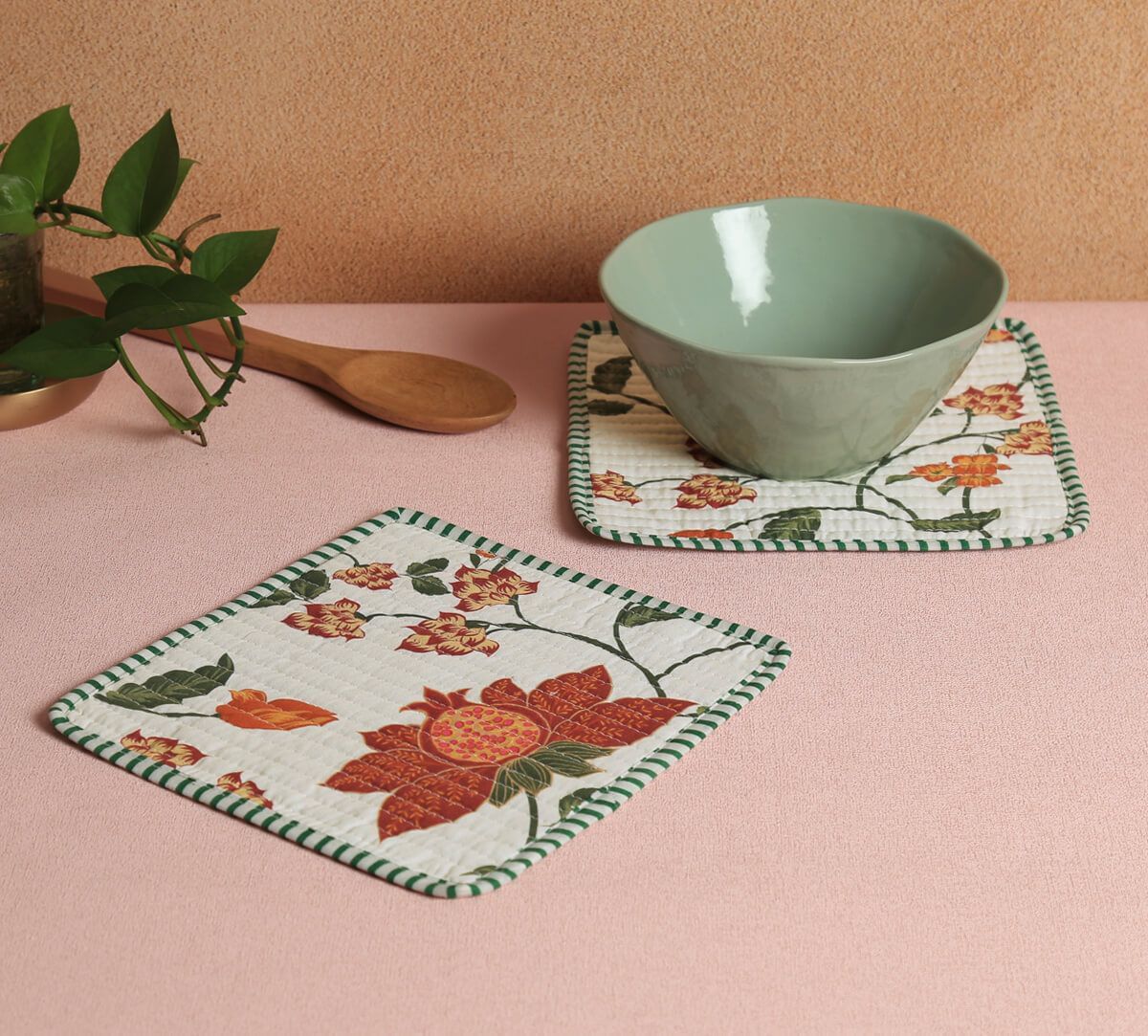 India Circus by Krsnaa Mehta Blushed Orchard Quilted Pot Holder Set of 2