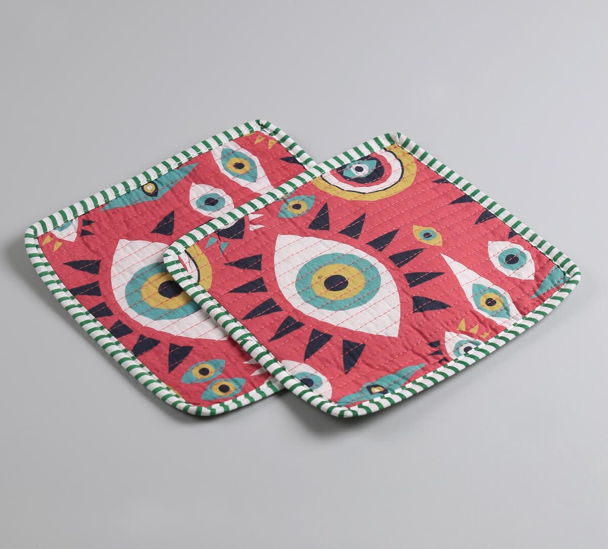 India Circus by Krsnaa Mehta Malocchio Stare Quilted Pot Holder Set of 2