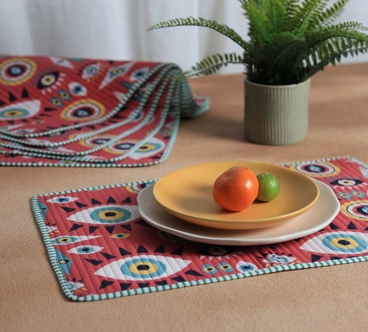 India Circus by Krsnaa Mehta Malocchio Stare Quilted Table Mats Set of 6