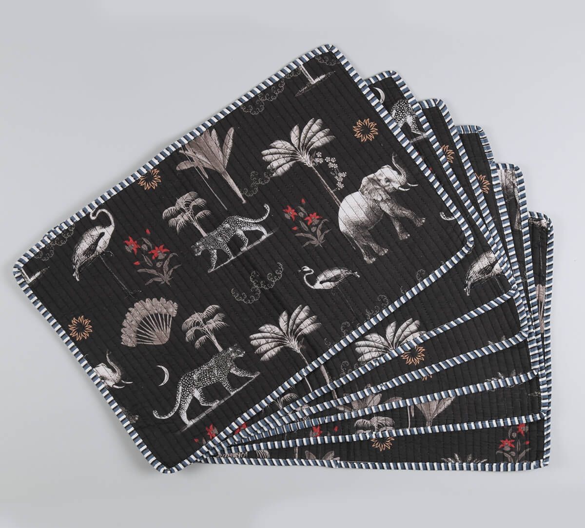 India Circus by Krsnaa Mehta Animalia Creations Quilted Table Mats Set of 6