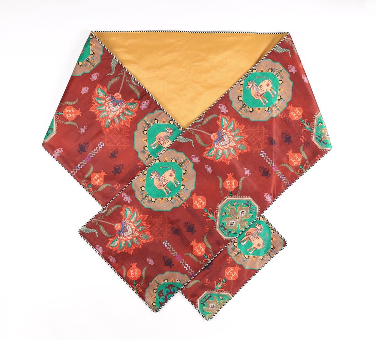 India Circus by Krsnaa Mehta Tangerine Tranquility Micro Velvet Table Runner