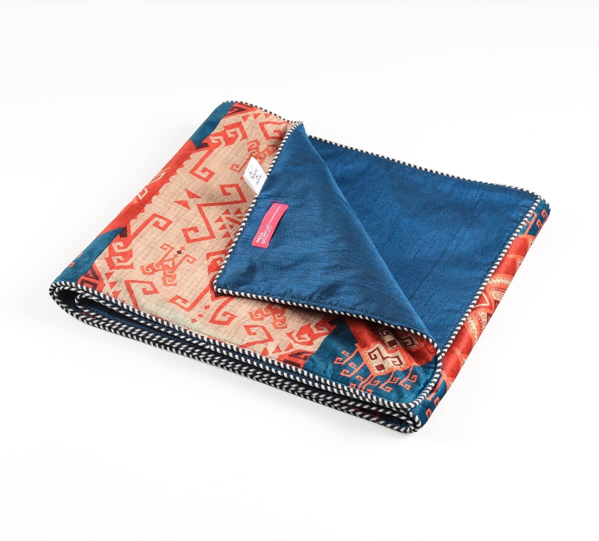 India Circus by Krsnaa Mehta Geometrical Blues Micro Velvet Table Runner
