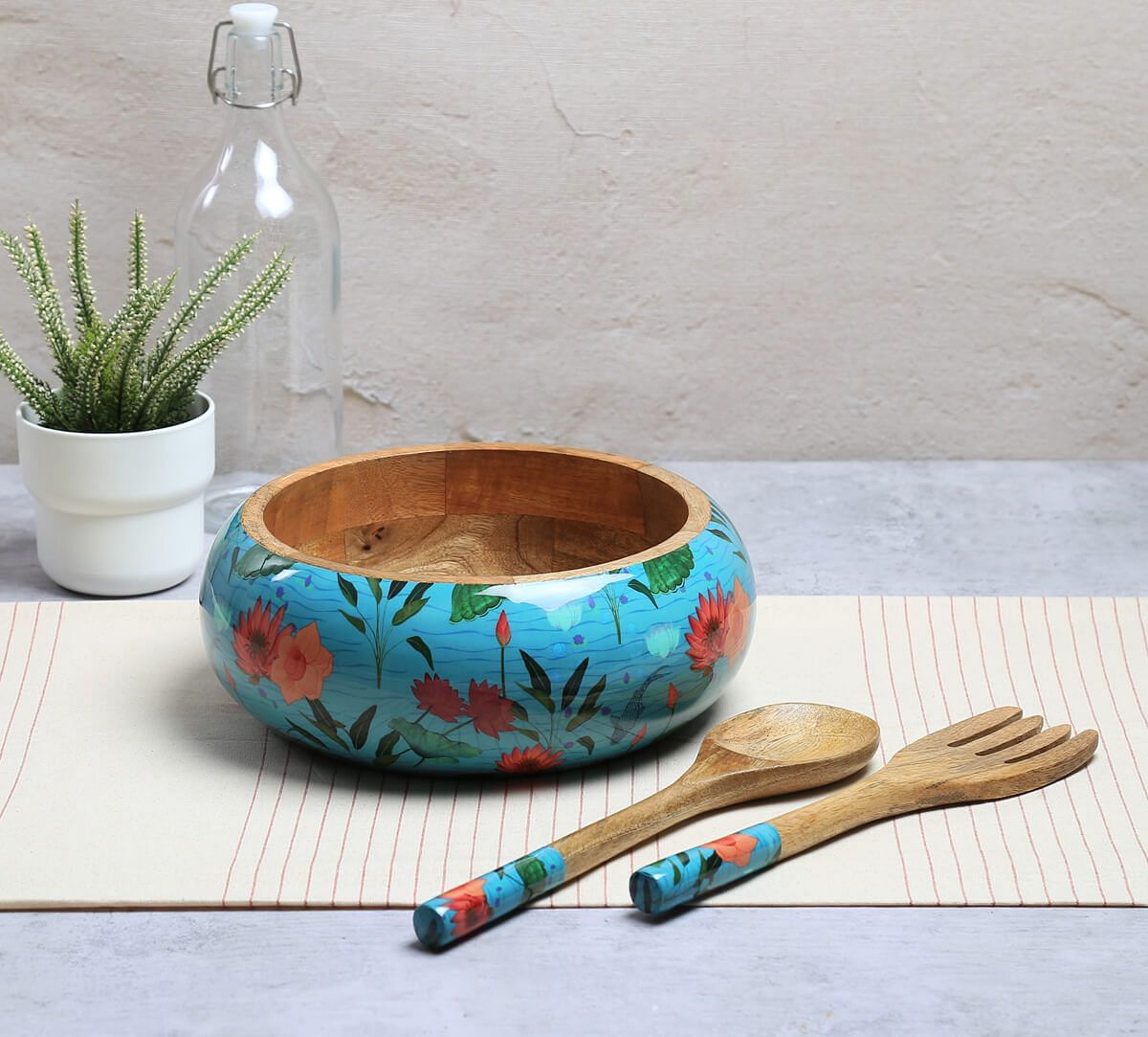 India Circus by Krsnaa Mehta Blossomy Mosaic Big Salad Bowl Set