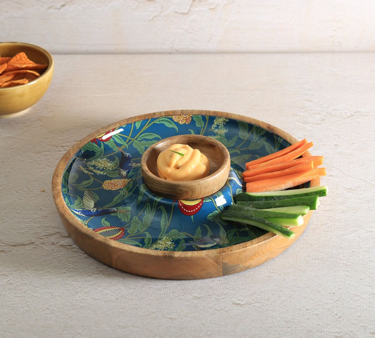 India Circus by Krsnaa Mehta Flights of Vivers Round Platter with Dip Bowl