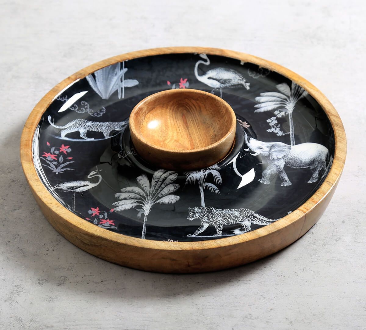 India Circus by Krsnaa Mehta Animalia Creations Round Platter with Dip Bowl