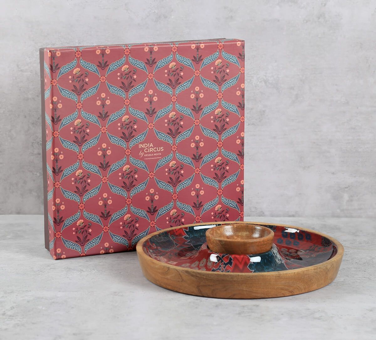 India Circus by Krsnaa Mehta Heritage Haven Round Platter with Dip Bowl