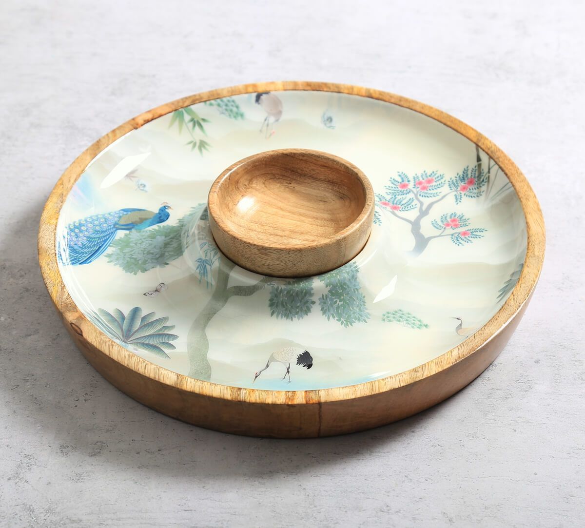 India Circus by Krsnaa Mehta Bird Oasis Round Platter with Dip Bowl