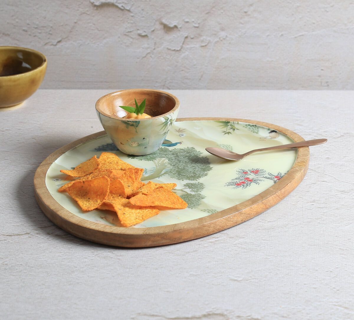 India Circus by Krsnaa Mehta Bird Oasis Oval Platter with Dip Bowl