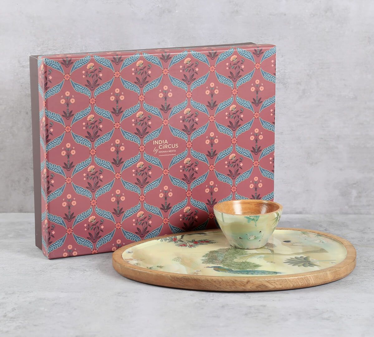 India Circus by Krsnaa Mehta Bird Oasis Oval Platter with Dip Bowl
