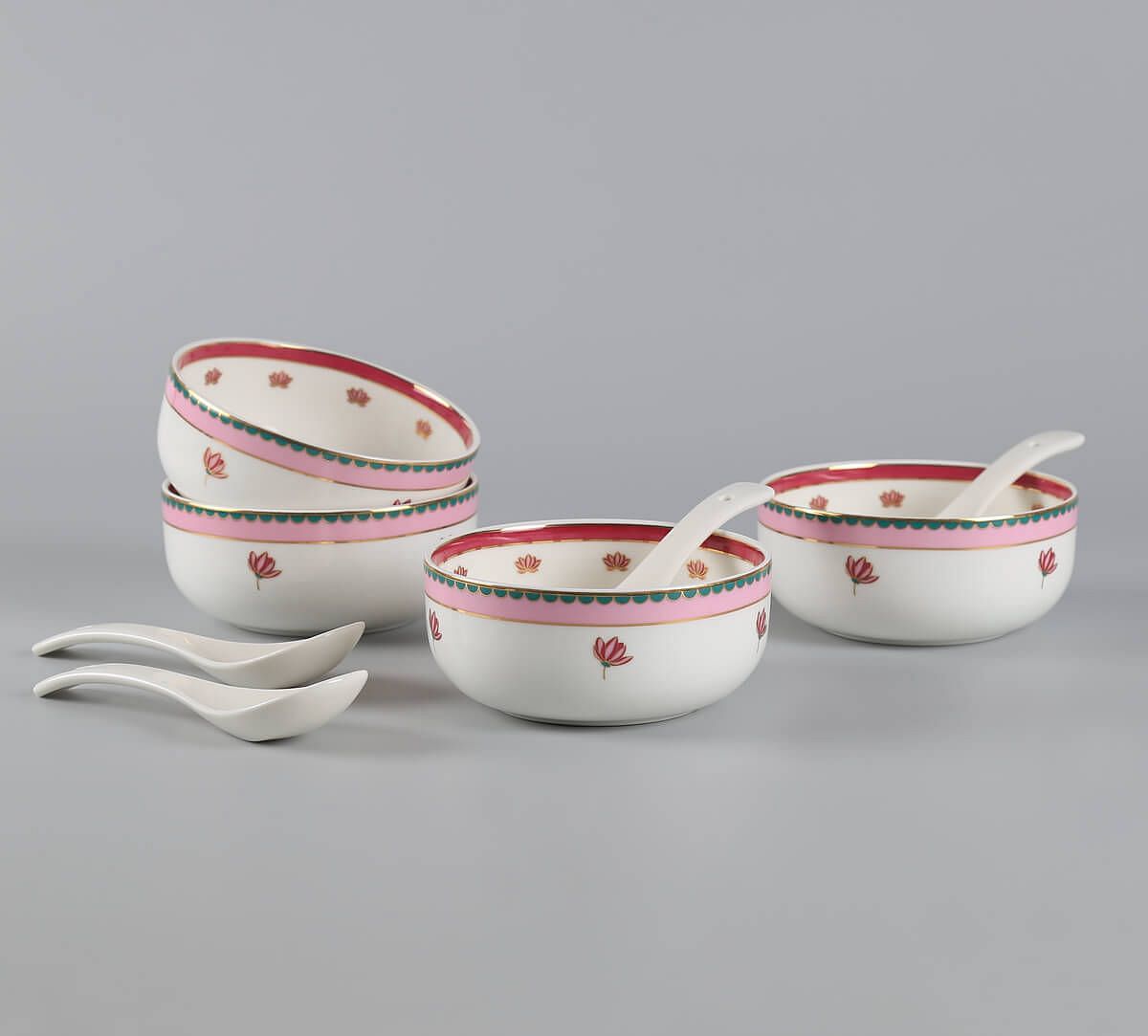 India Circus by Krsnaa Mehta Emerald Blossom Soup Bowl Set