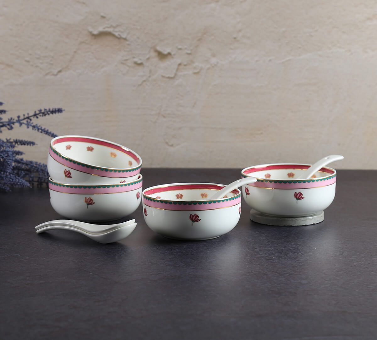 India Circus by Krsnaa Mehta Emerald Blossom Soup Bowl Set