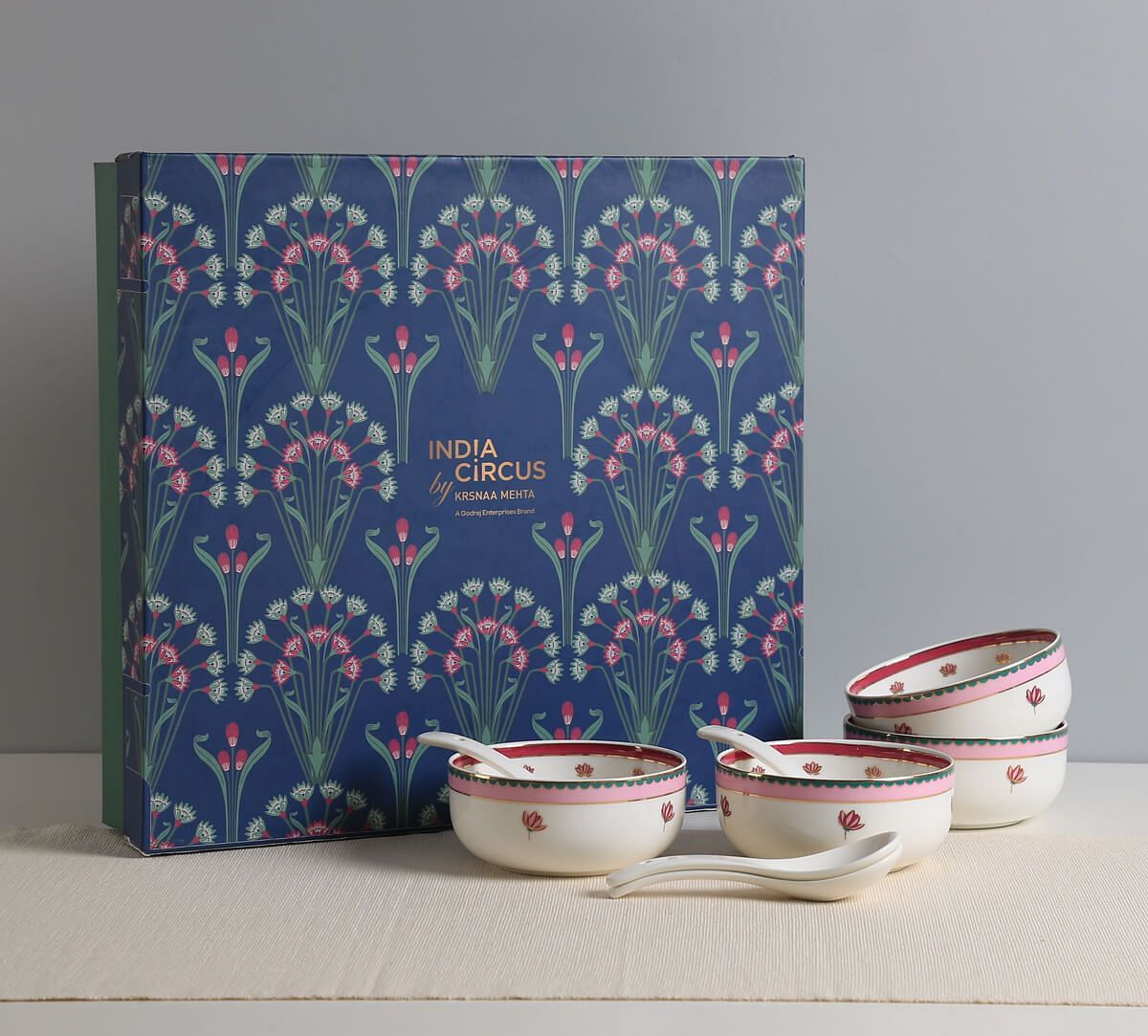 India Circus by Krsnaa Mehta Emerald Blossom Soup Bowl Set
