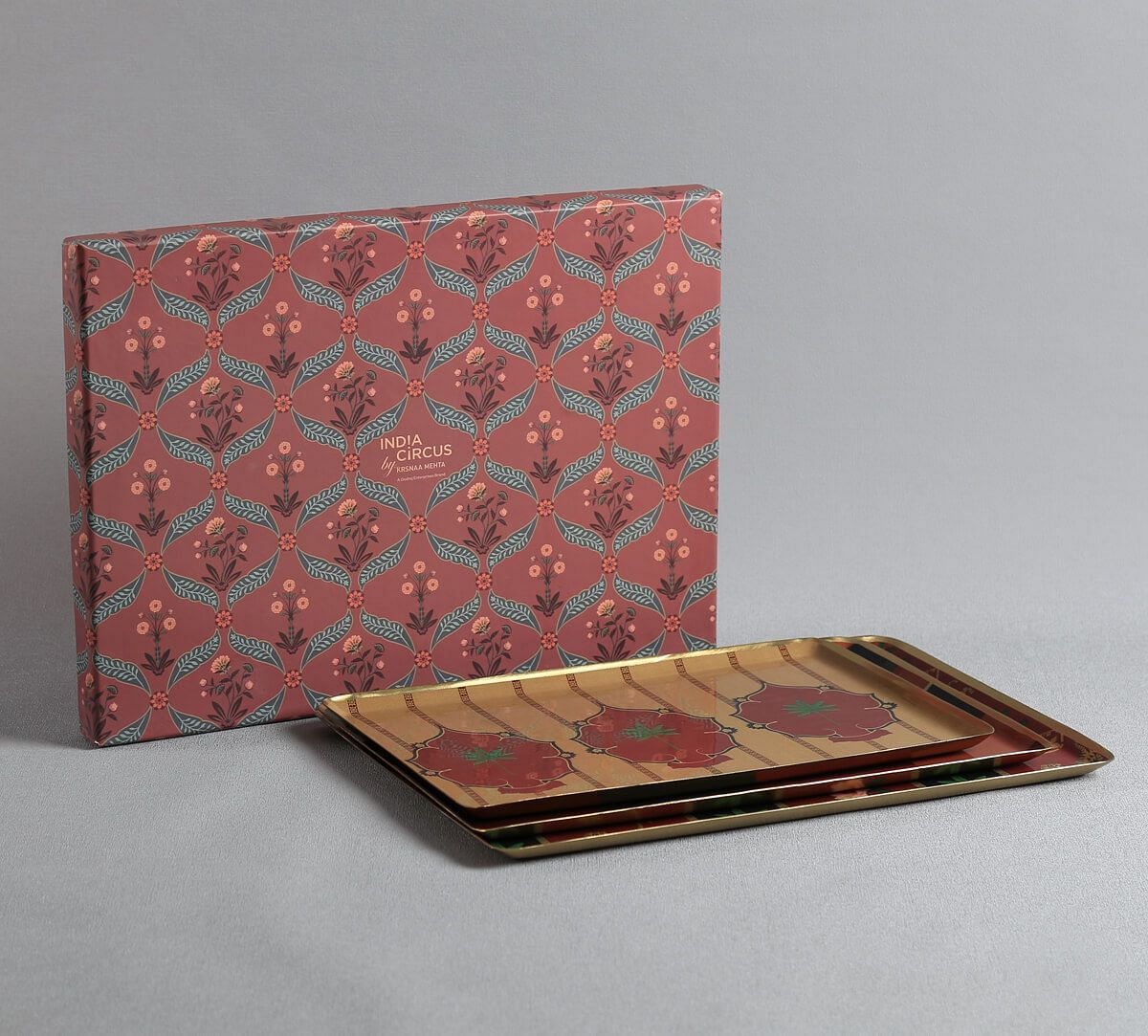 India Circus by Krsnaa Mehta Peepal and Palm Rectangle Tray Set